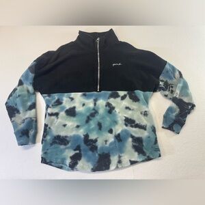 LOVE PINK Victoria's Secret blue tye dye pullover 1/4 zip Sweatshirt